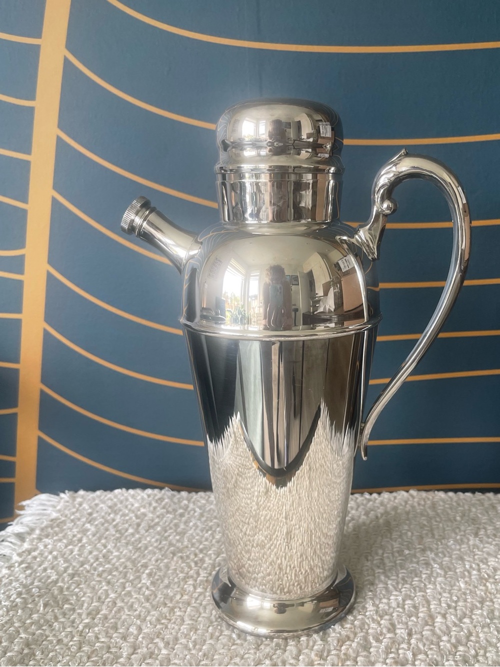 Birks Primrose Plate Silver Cocktail Shaker Pitcher 1930’s Antique